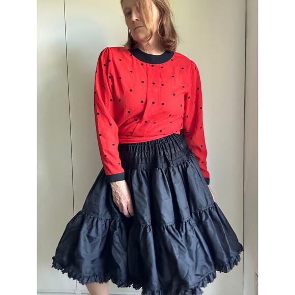 Vintage 80s Womens blouse Red/Black Polka Dot Size Small Career Business Twee - Picture 7 of 7